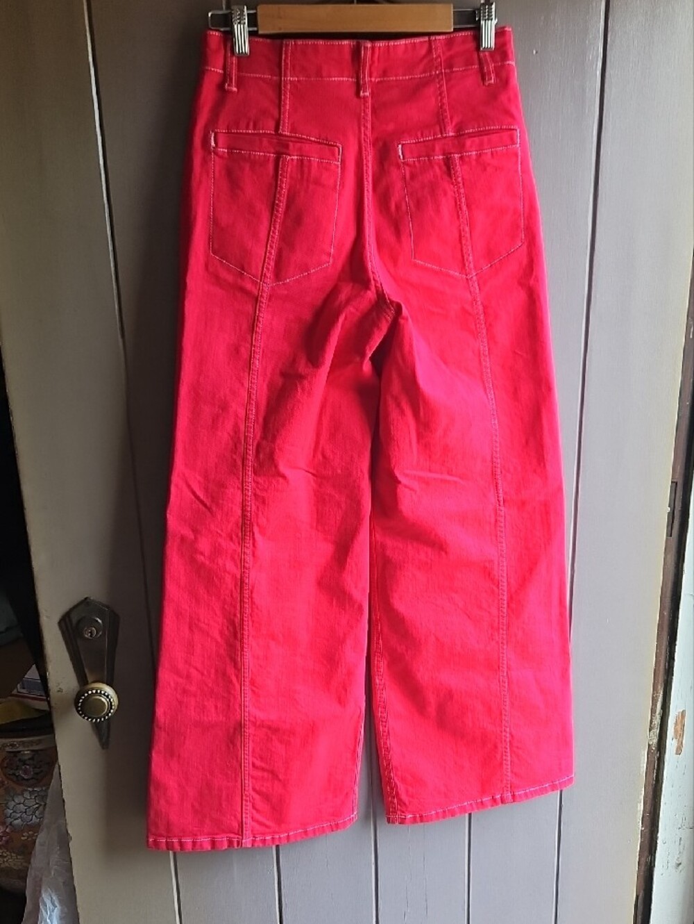 Maeve High Waist Wide-Leg Jeans in Vibrant Pink Size 28 - Picture 4 of 10